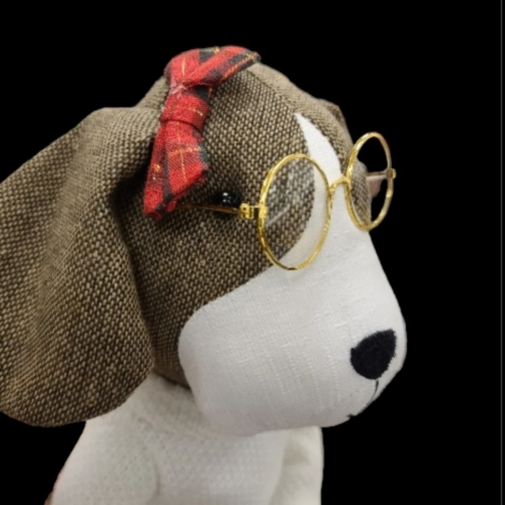 Holiday Beagle Dog In Plaid Dress Shelf Sitter Decor NEW